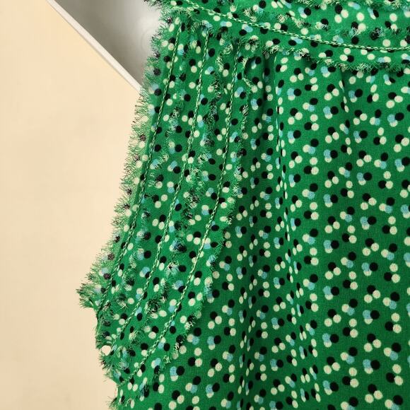 STUDIO M Green Multi Color Polka Dot Print Sleeveless Dress Size L - Picture 9 of 14